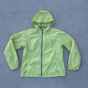 Eddie Bauer Women's Size L Packable Windbreaker‎ Jacket Yellow Nylon Zip